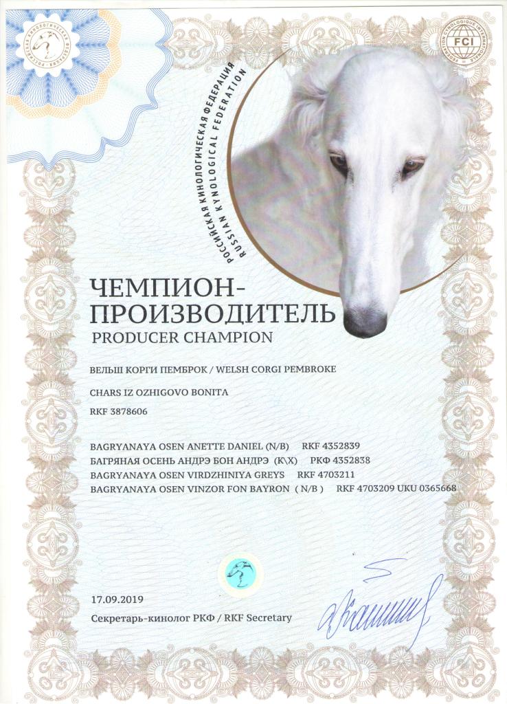 Чемпион Производитель - Диплом Бониты 3